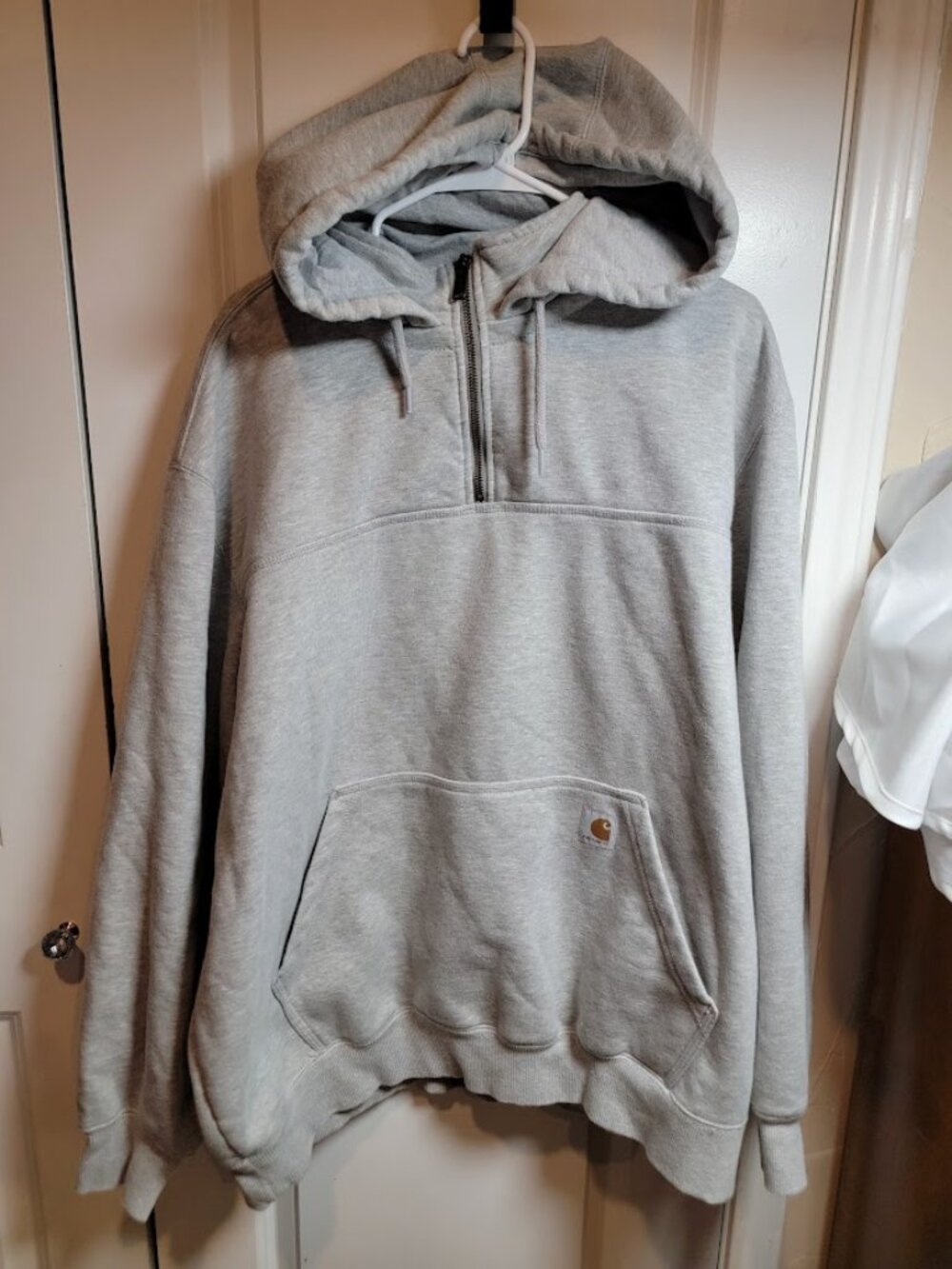 Carhartt Men's 2XL Gray Quarter Zip Hoodie Loose Fit Hooded Sweatshirt Workwear